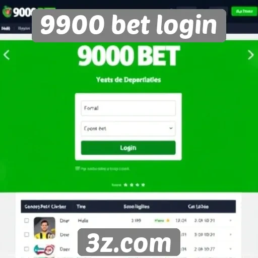 Interface do site 9900 bet login e navegabilidade